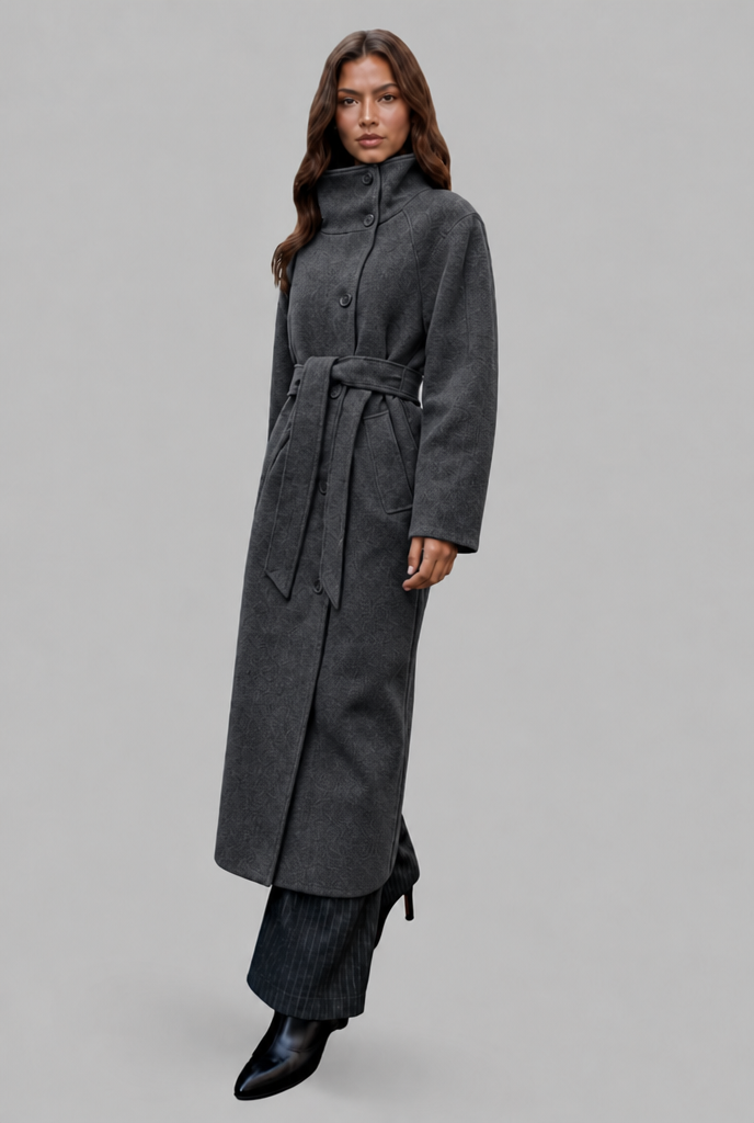 Courtney Womens Belted Longline Wool Coat