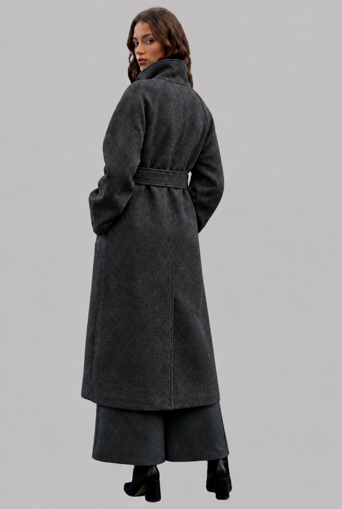 Courtney Womens Belted Longline Wool Coat
