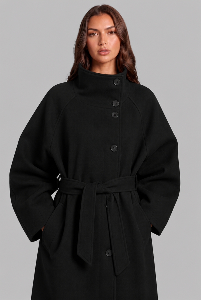 Courtney Womens Belted Longline Wool Coat