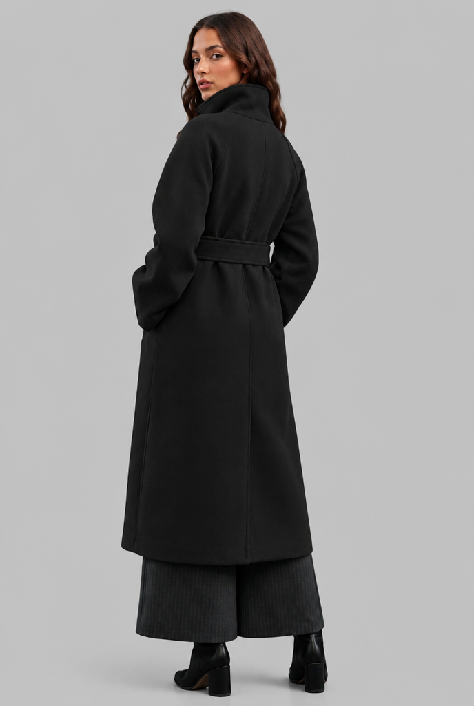 Courtney Womens Belted Longline Wool Coat