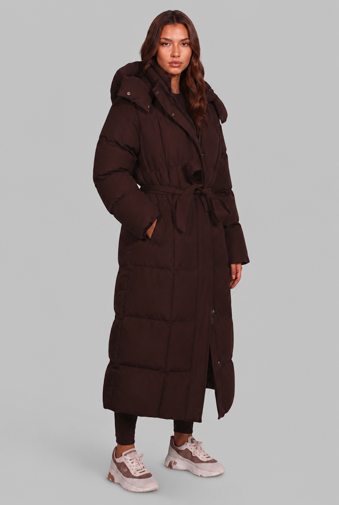Luciana Womens Long Puffer Coat with Oversized Hood