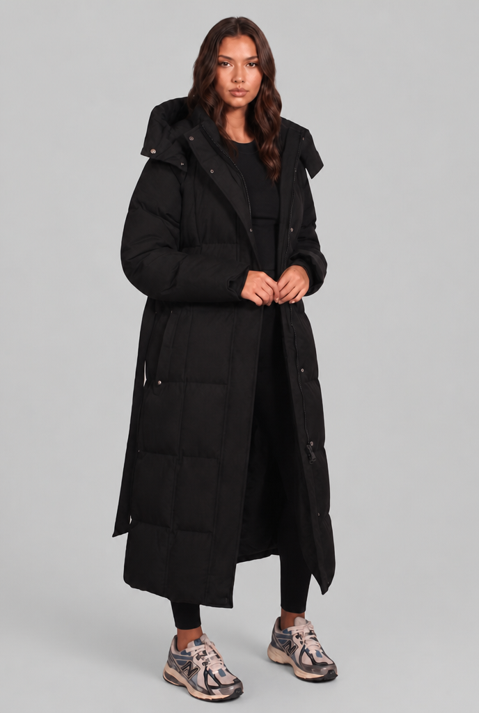 Luciana Womens Long Puffer Coat with Oversized Hood