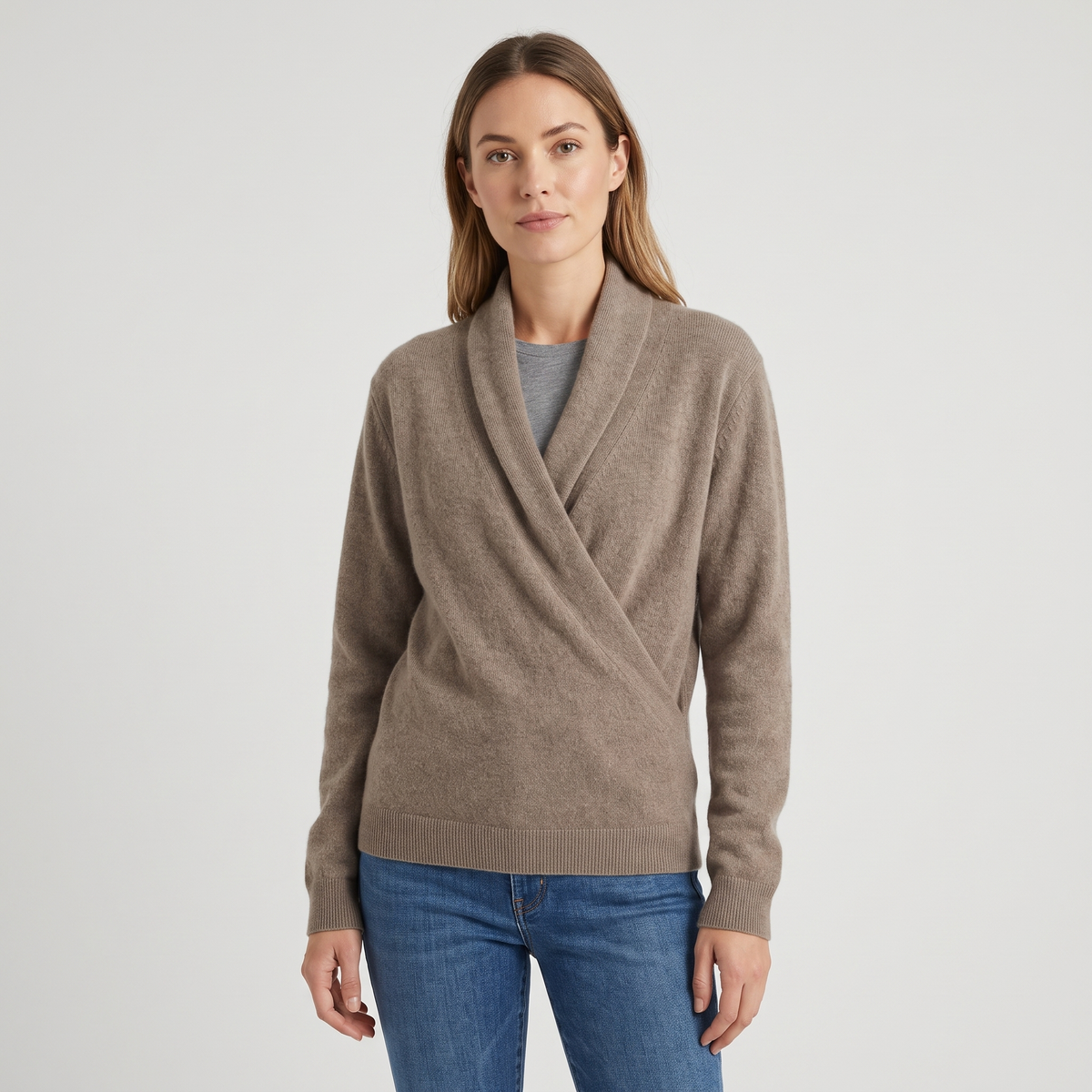 Kathryn Womens Cashmere Wrap Sweater with V-Neck