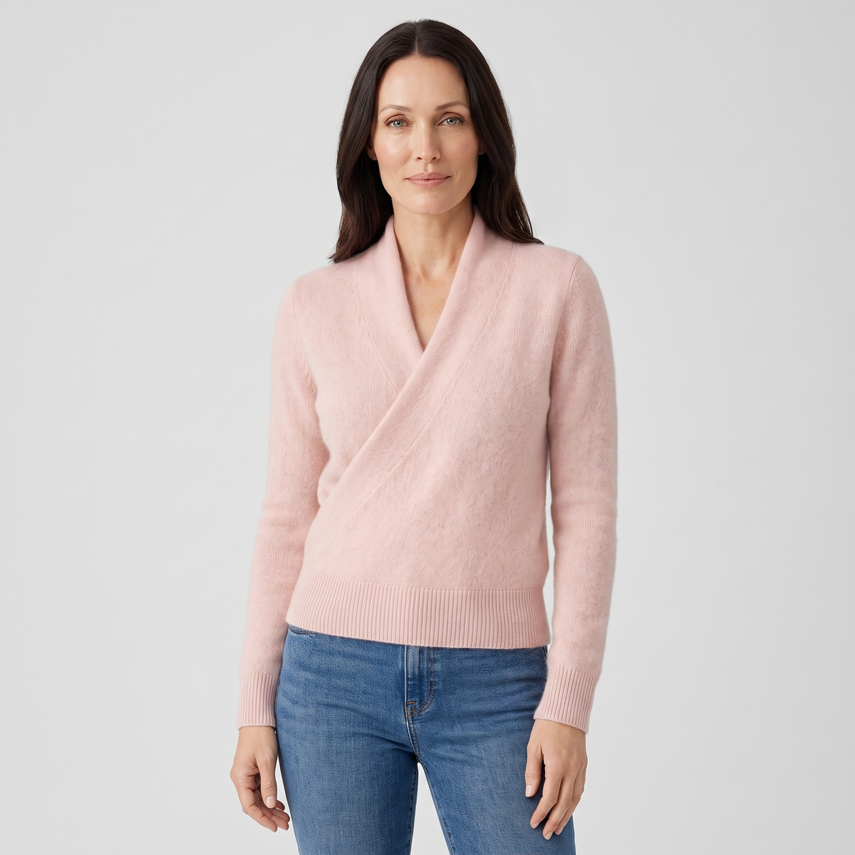 Teresa Womens Cashmere Sweater with Crossover Collar