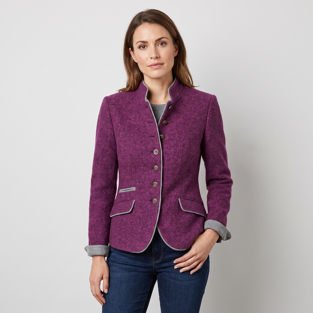 Alina Womens Button-Front Knit Cardigan for Work in Purple