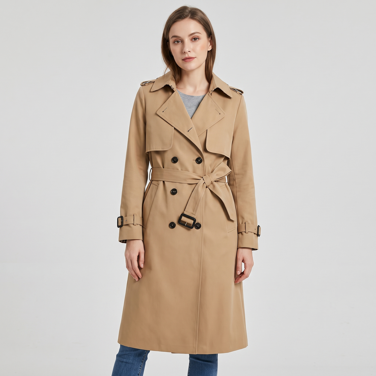 Lauren Womens Waterproof Belted Trench Coat in Brown