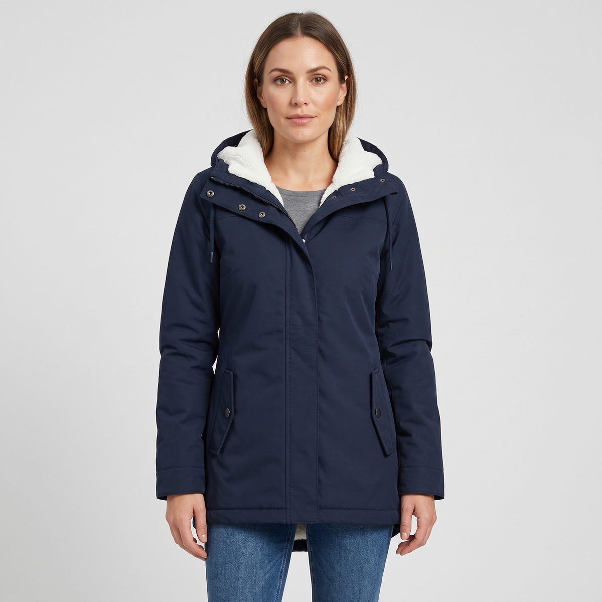 Margot Womens Winter Jacket with Adjustable Hood in Navy