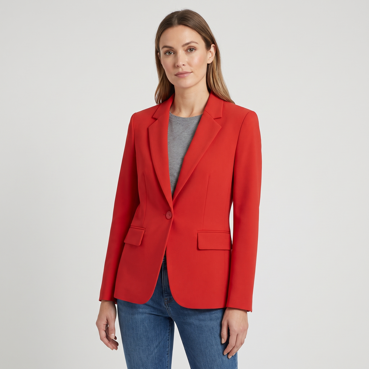 Brooke Womens Single Button Blazer with Notched Lapel