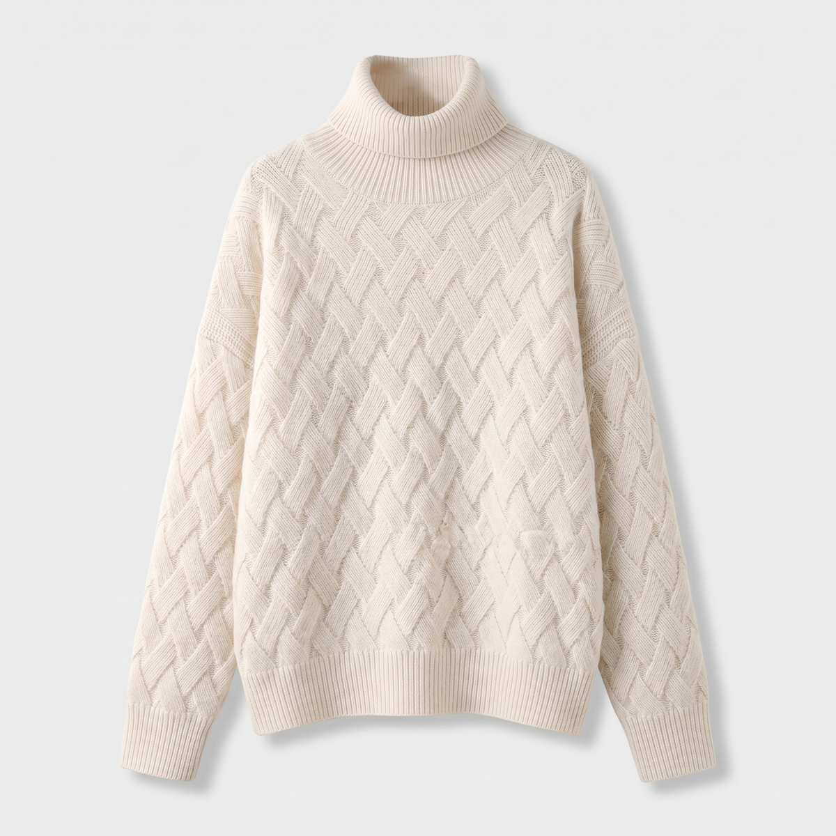 Cassandra Womens Turtleneck Sweater with Woven Pattern
