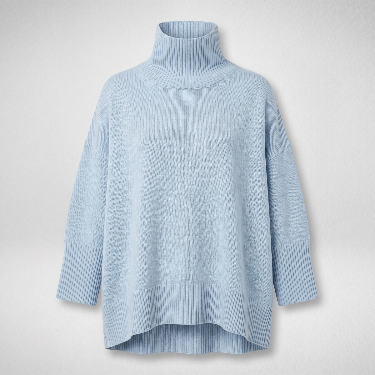 Women's Oversized Turtleneck Sweater, Poncho Drape | Ribbed Neck, Cuffs & Hem | 8 Colorways | XS–3XL
