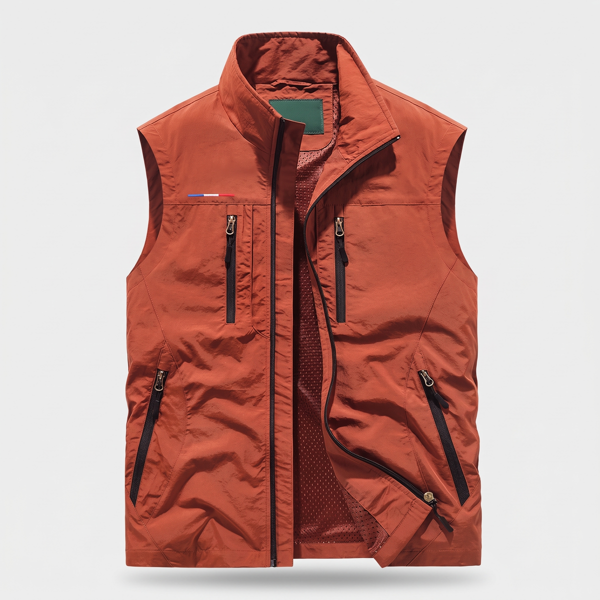Robin | Mens Cargo Vest with Stand Collar and Zip Pockets — Utility Vest in 6 Colors M–3XL | Westmere