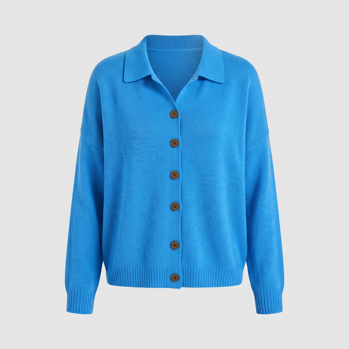 Women's Button-Up Collared Cardigan, Relaxed Fit | Structured Collar, Everyday Layer | 9 Colorways | S–5XL