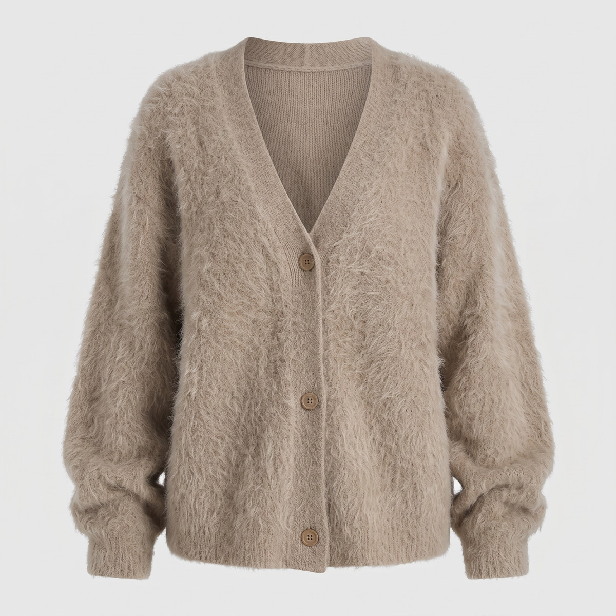 Delwyn | Women's Oversized Fuzzy Button-Front Cardigan — Plush V-Neck Knit Layer in 4 Colors | Westmere