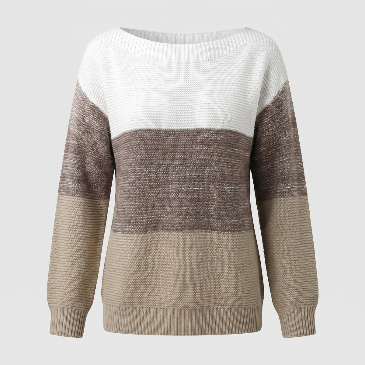 Casmira | Women's Color Block Pullover Sweater — Tonal Panel Knit with Boat Neckline | Westmere