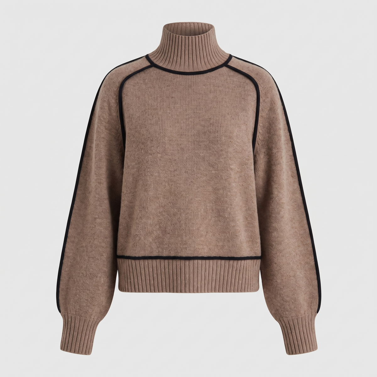Mervyn | Women's Turtleneck Sweater with Contrast Piping — Raglan Seam Knit Pullover | Westmere