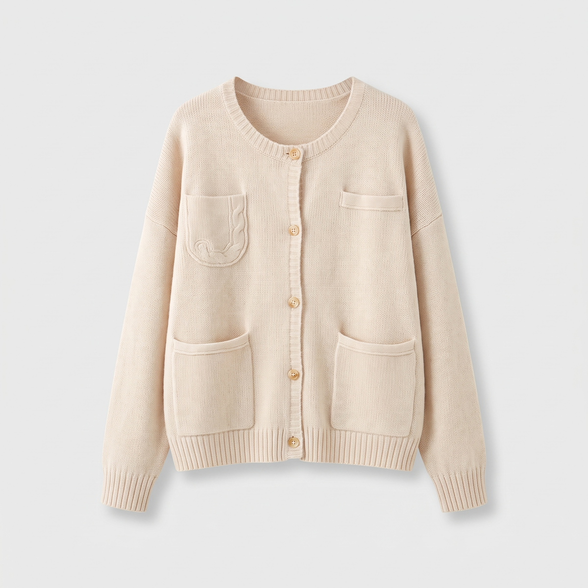 Vimala | Women's Relaxed Fit Knit Cardigan with Pockets — Four-Pocket Round Neck Layer | Westmere