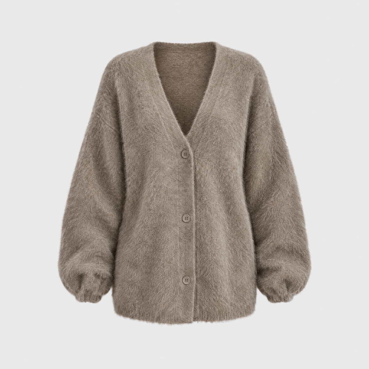 Elspeth | Women's Oversized Fuzzy Cardigan Sweater — Deep V-Neck Button-Front Layer in 4 Neutrals | Westmere