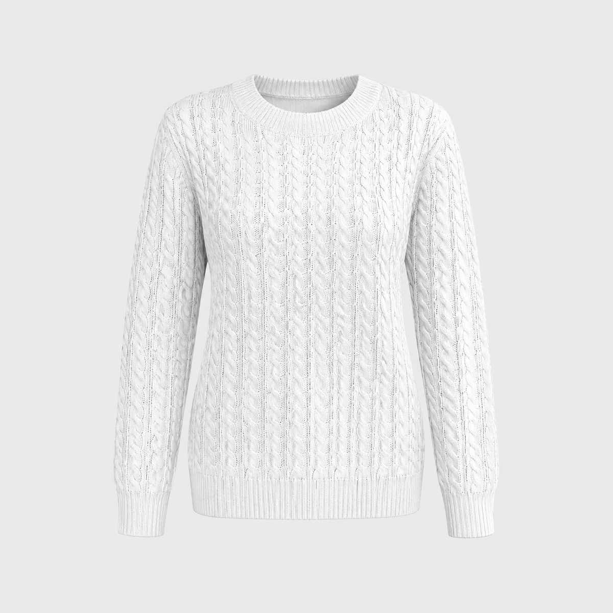 Brenna | Women's Cable Knit Crew Neck Sweater — Classic Pullover in 9 Colors, XS–3XL | Westmere
