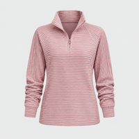 Women's V-Neck Zip Sweater, Fitted Silhouette | Sophisticated Neckline Detail, All-Season Layer | 6 Colorways | S–2XL