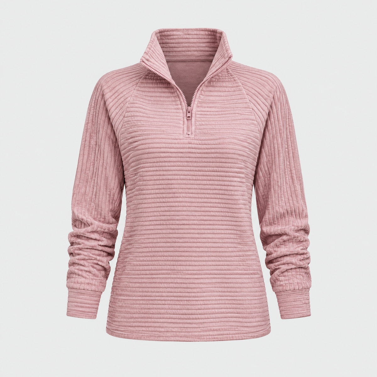 Women's V-Neck Zip Sweater, Fitted Silhouette | Sophisticated Neckline Detail, All-Season Layer | 6 Colorways | S–2XL