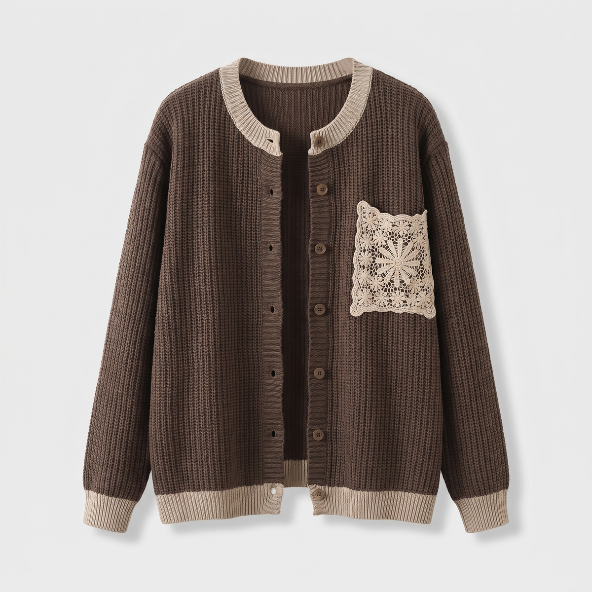 Brielle | Women's Button-Front Knit Cardigan — Lace Chest Pocket Detail in 9 Colors | Westmere