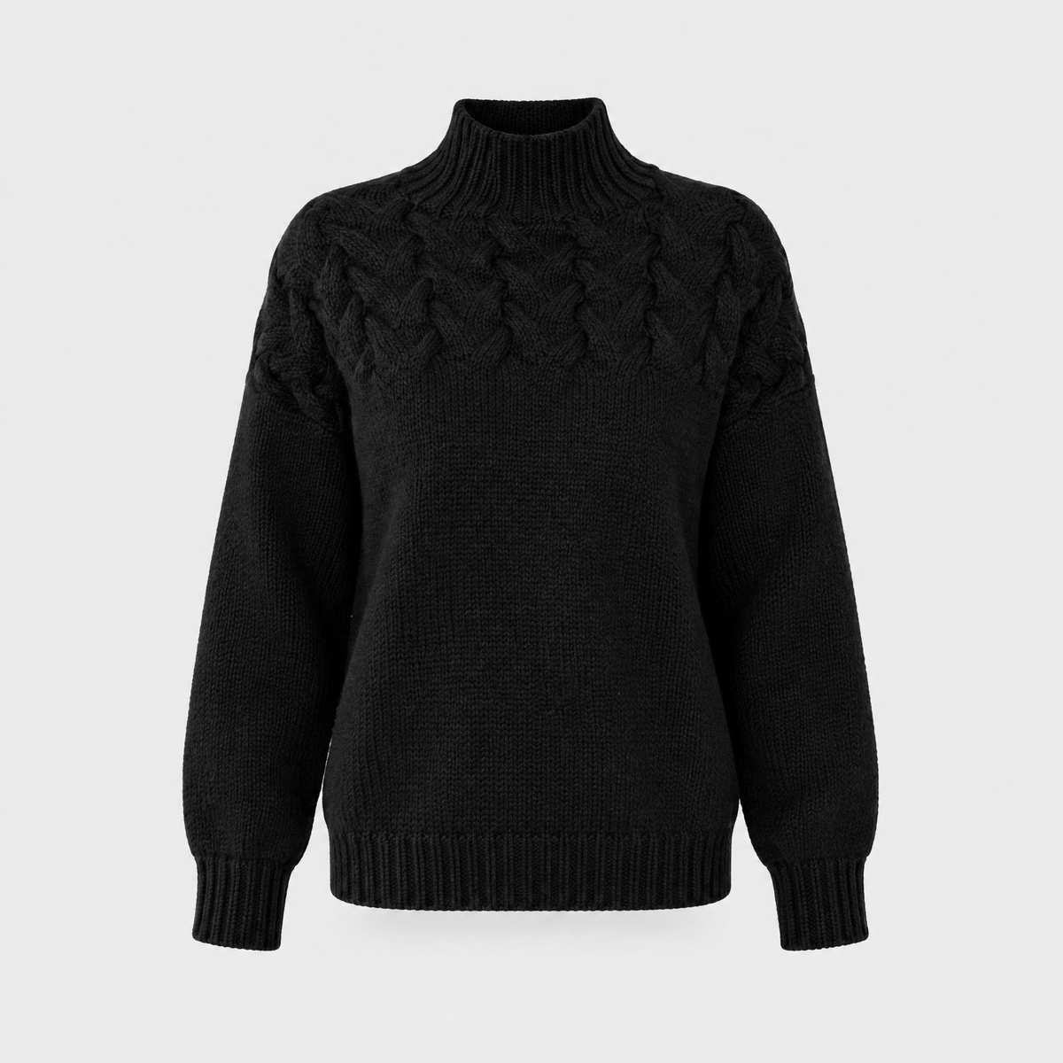 Corwen | Women's Cable Knit Turtleneck Sweater — Chunky Yoke Pattern in 8 Colors | Westmere