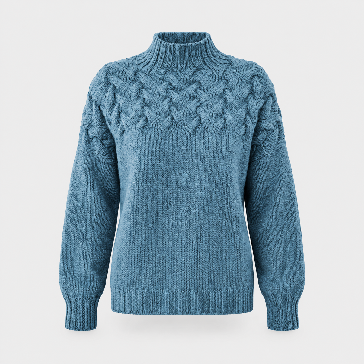 Cressida | Women's Cable Knit Turtleneck Sweater — Textured Yoke Pullover in 14 Colors | Westmere