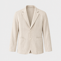 Men's Linen Blazer, Relaxed Tailored Cut | Notch Lapels, Patch Pockets | Beige, Brown, Gray, Blue or Black | S–XXL