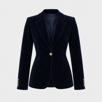 Women's Velvet Blazer, Figure-Flattering Cut | Plush Soft-Touch Fabric, Subtle Sheen | Black, Blue, Green or Red | S–2XL