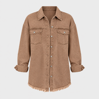 Women's Classic Denim Jacket, Relaxed Fit | Clean Lines, Durable Denim | Brown, Green, Black, Beige or Purple | S–2XL