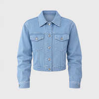 Women's Cropped Long-Sleeve Jacket, Waist-Skimming | Classic Collar, Button-Front Closure | 5 Colorways | XS–2XL