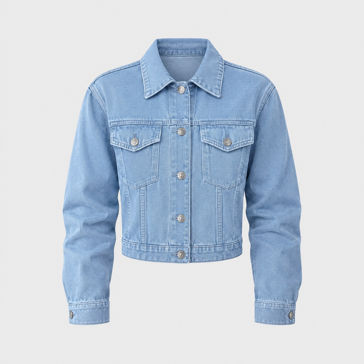 Women's Cropped Long-Sleeve Jacket, Waist-Skimming | Classic Collar, Button-Front Closure | 5 Colorways | XS–2XL