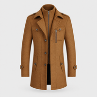 Men's Wool Blend Winter Coat | Lapel Collar, Button-Front & Side Pockets | Beige, Black or Gray | S–XXL
