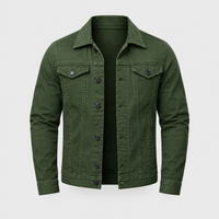 Men's Denim Jacket in Premium Cotton | Multi-Pocket, Button-Front | Green, Black, White or Blue | Sizes S–XXL