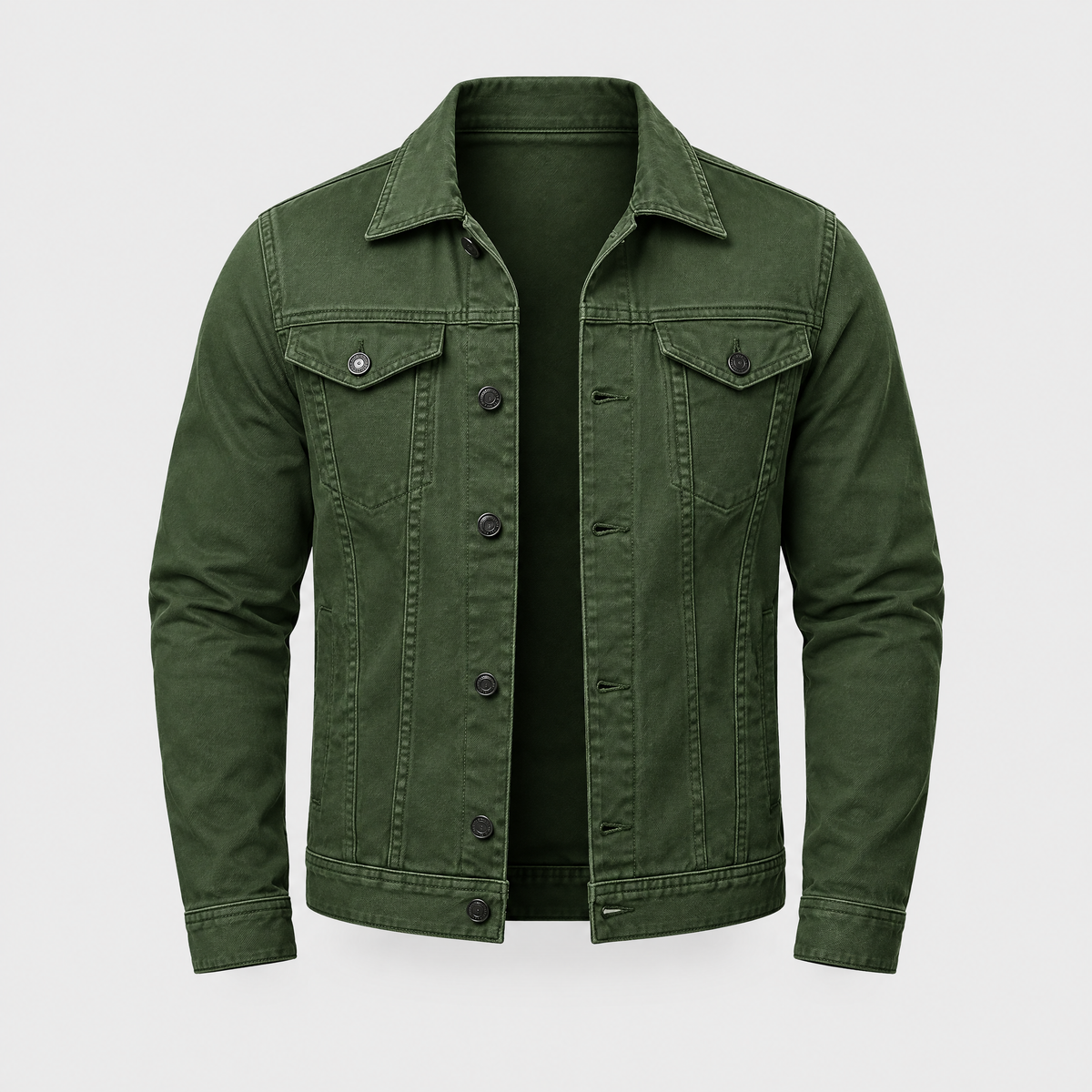 Men's Denim Jacket in Premium Cotton | Multi-Pocket, Button-Front | Green, Black, White or Blue | Sizes S–XXL