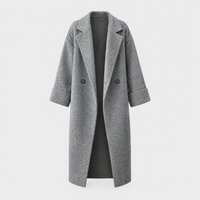 Women's Cosy Longline Overcoat, Elongating Cut | Soft-Touch Drape, Tailored Layering Fit | Grey, Brown or Blue | S–3XL