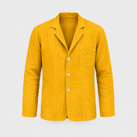 Men's Cotton-Linen Blazer, Garment-Washed | Notched Lapel & Chest Pocket | Yellow, Khaki or Blue | Sizes S–XXXL
