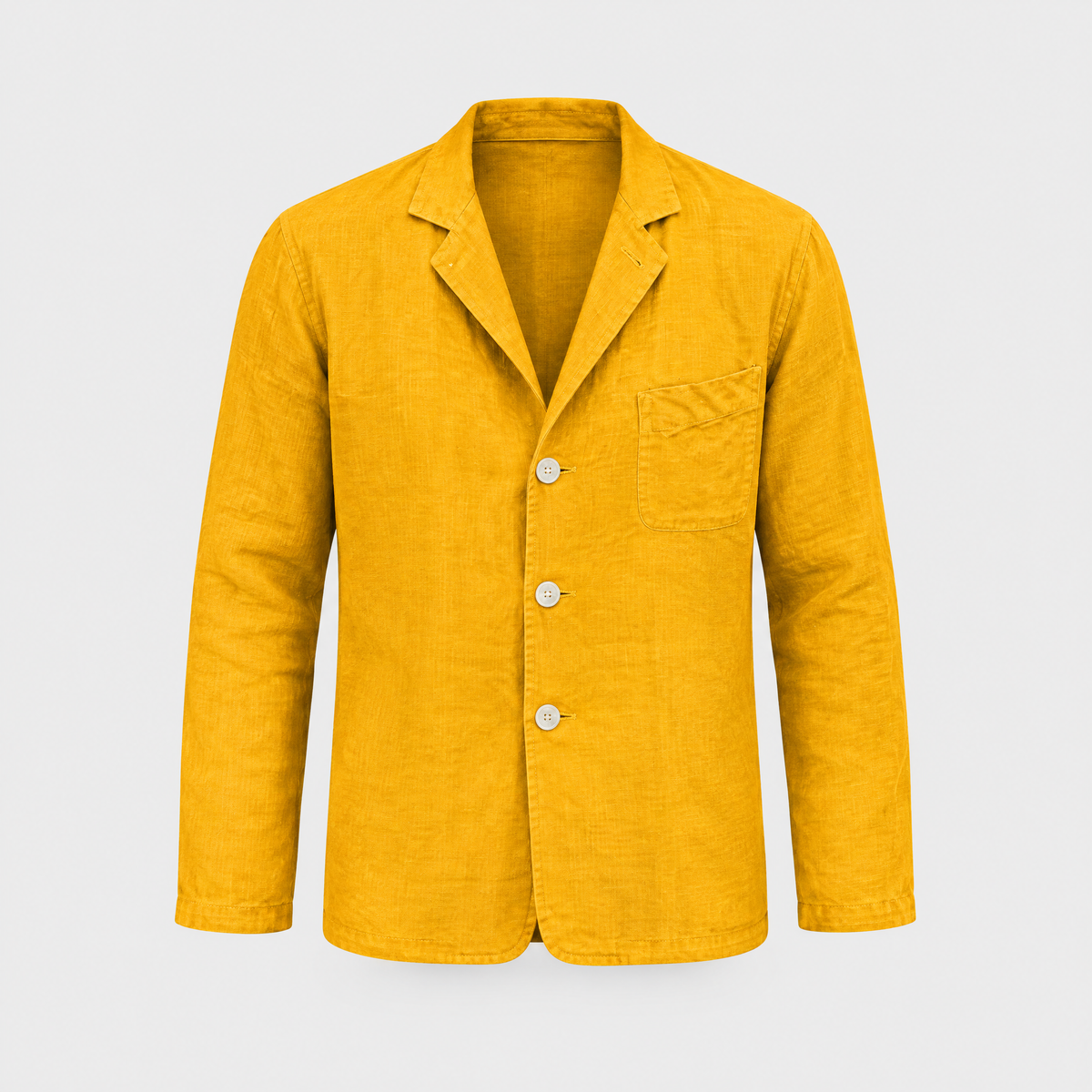 Men's Cotton-Linen Blazer, Garment-Washed | Notched Lapel & Chest Pocket | Yellow, Khaki or Blue | Sizes S–XXXL