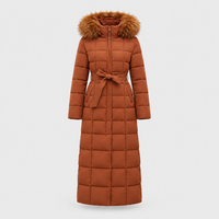 Quilted Hooded Belted Maxi-Length Puffer Jacket for Women – Warmth & Cozy Comfort
