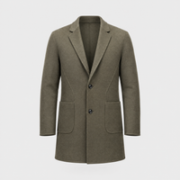 Men's Wool Coat, Tailored Single-Breasted | Refined Lapel, Subtle Pocket Details | Khaki, Black or Gray | S–XXL