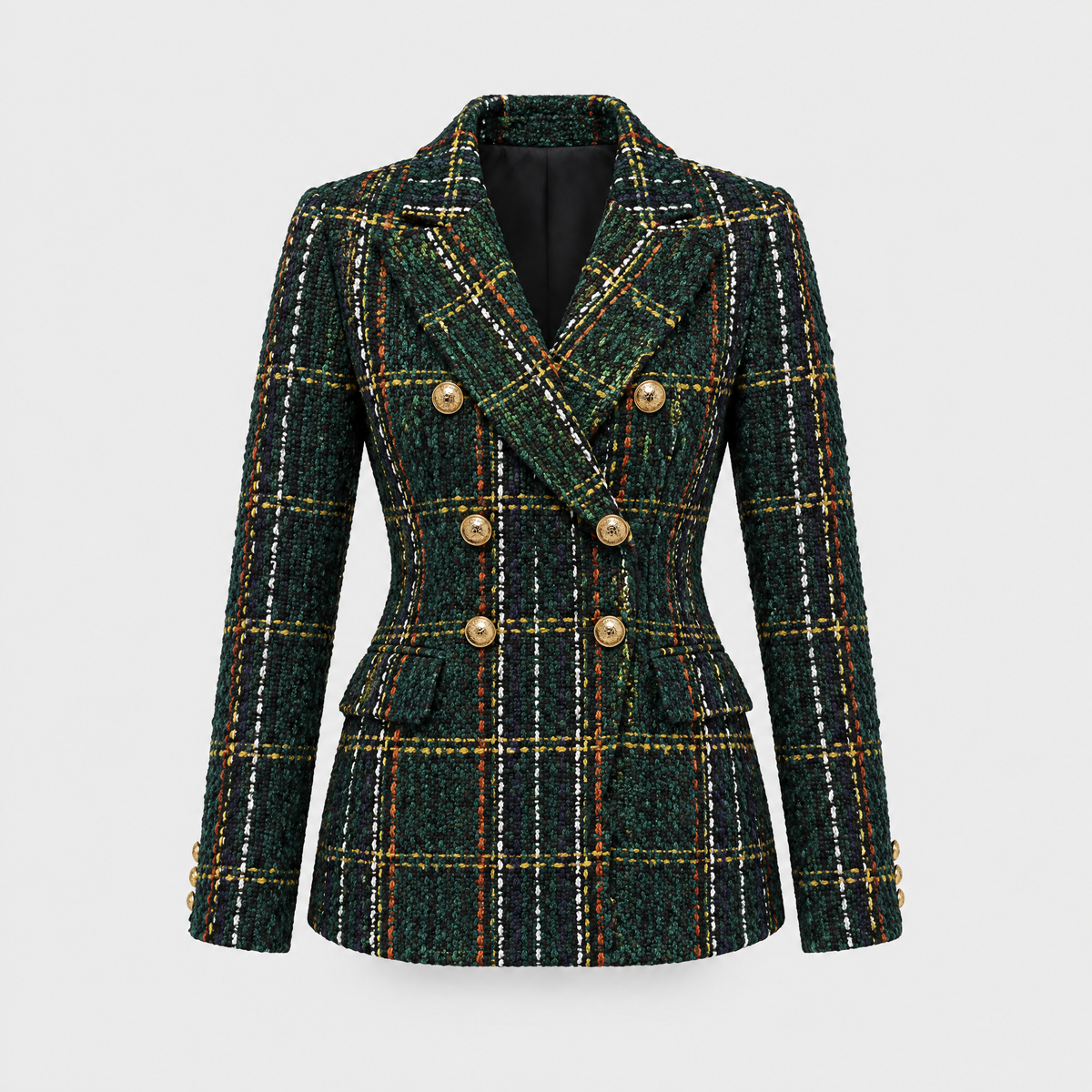 Hailey – Classic Printed Check Blazer Coat
