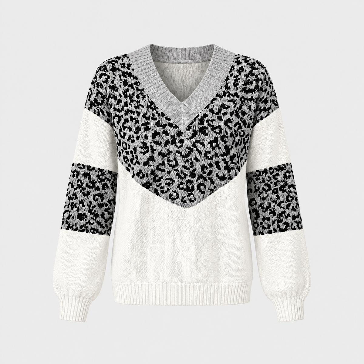 Gabriela | Women's Leopard Print V-Neck Sweater — Elegant Knit Pullover for Everyday Wear | Westmere