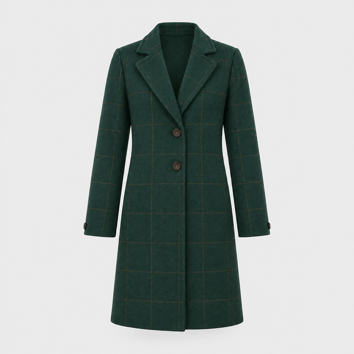 Women's Warm Fabric-Blend Overcoat, Tailored Cut | Streamlined Silhouette, Functional Pockets | Green | S–3XL
