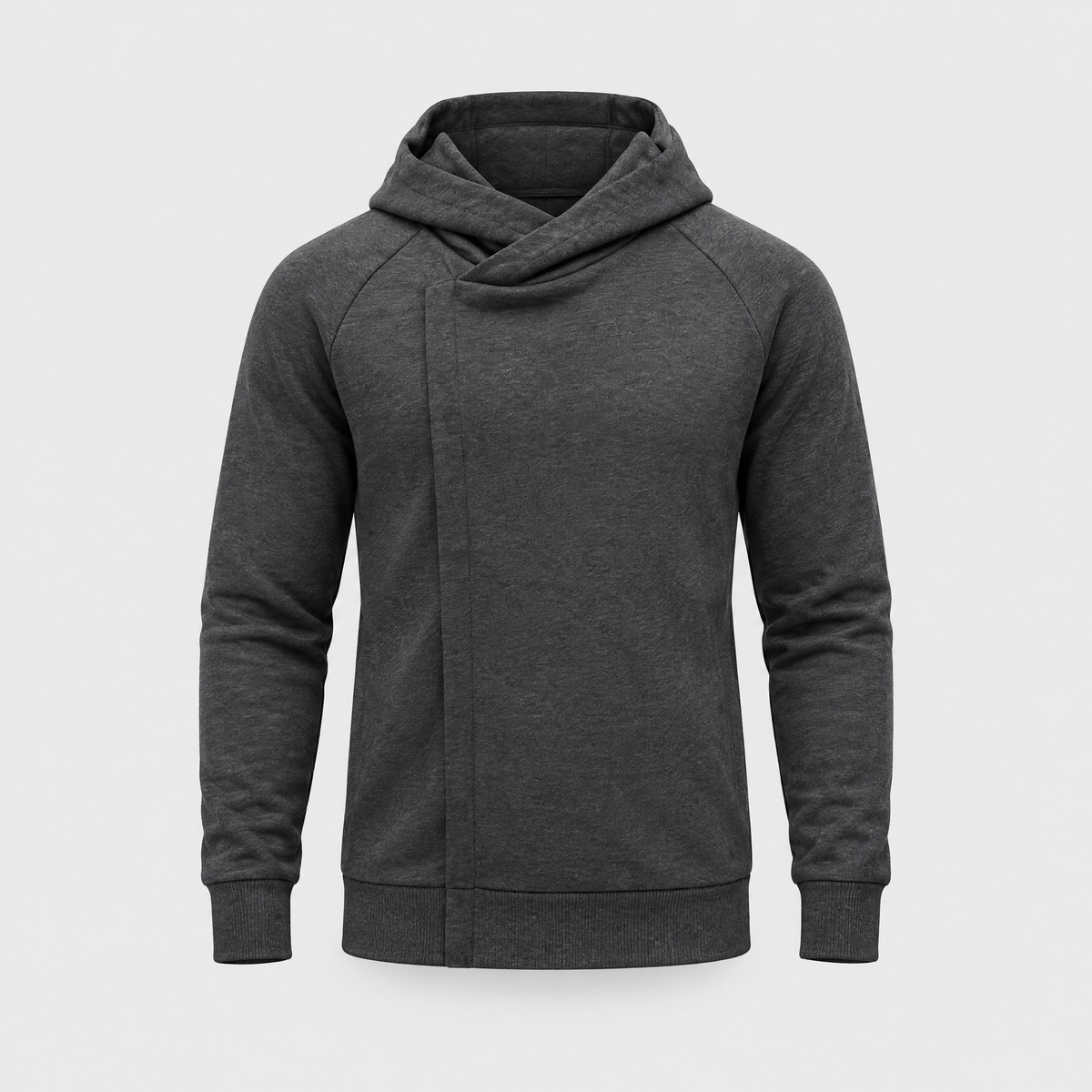Jared Mens Crossover Zip Hoodie with Asymmetric Hood in Gray