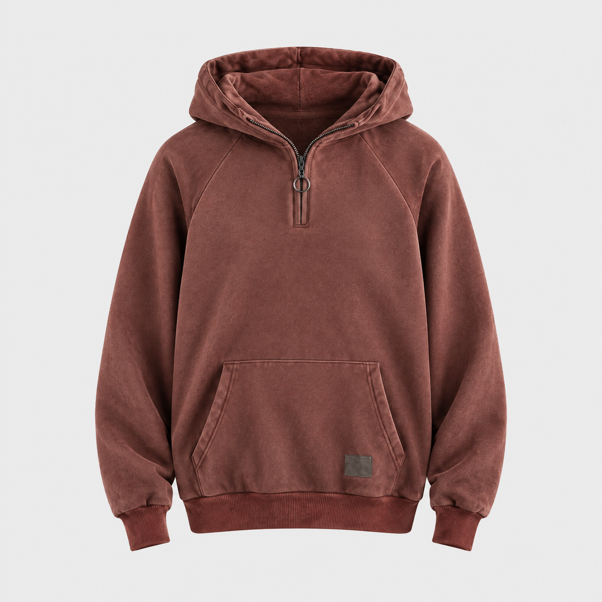 Derek Mens Cotton Quarter-Zip Hoodie, Relaxed Fit in Burgundy