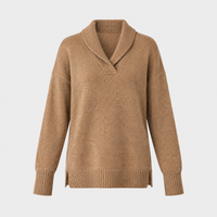 Bethany | Womens Oversized Cashmere Blend Collared Sweater | Relaxed Loose Fit, Soft Knit | Brown, Gray, Camel S-2XL