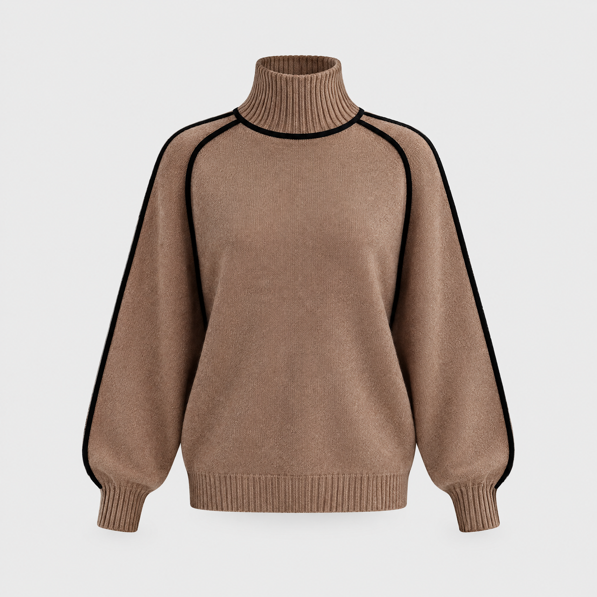Anabella Womens Wool Cashmere Blend Turtleneck Sweater in Mocha Brown