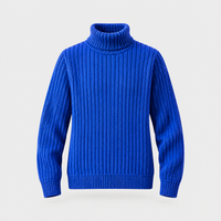 Colton | Mens Wool Blend Turtleneck Sweater | Rib Knit, High Stretch, Mid-Heavy | Cobalt Blue, Brown and More XS-2XL