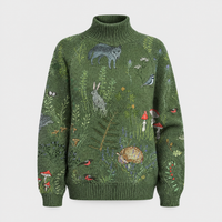 Women's Warm Turtleneck Sweater, Plush Design | Elegant Neckline, Flattering Drape | Green, Blue or Light Blue | XS–XL