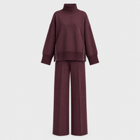 Women's Two-Piece Co-ord Set, Soft-Touch Fabric | Relaxed Tailored Fit, Mix-and-Match Layering | Burgundy or Cream | S–XL